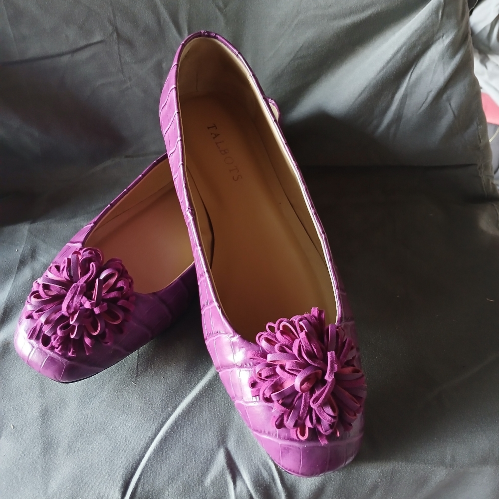 Talbots Croc-Embossed Purple Flats